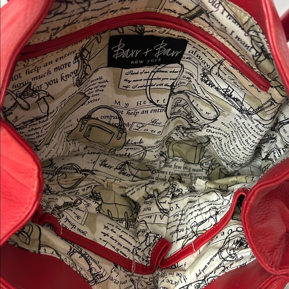 Barr + Barr Luxurious Red Leather Double Handle Travel Tote Bag Purse 🌺🌺 - Picture 8 of 11